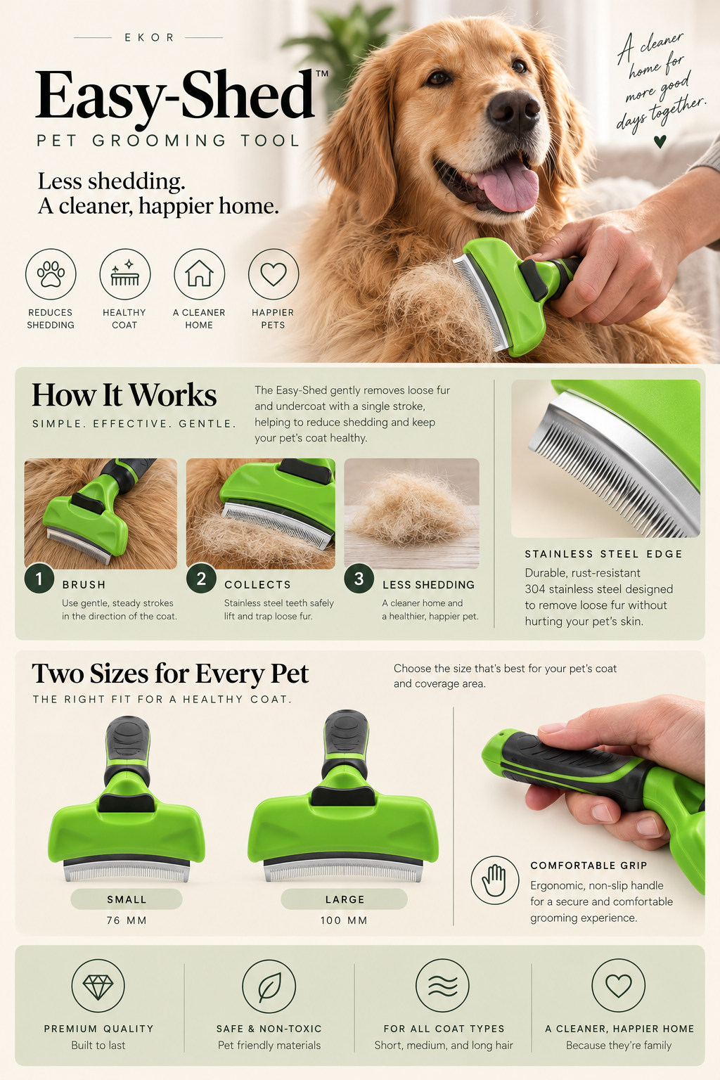 Easy-Shed Pet Grooming Tool